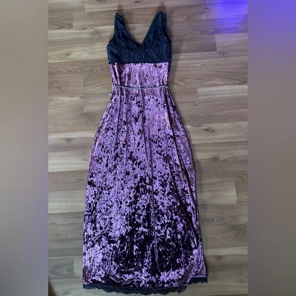 Velvet Burgundy Slit Maxi Dress - Picture 8 of 11